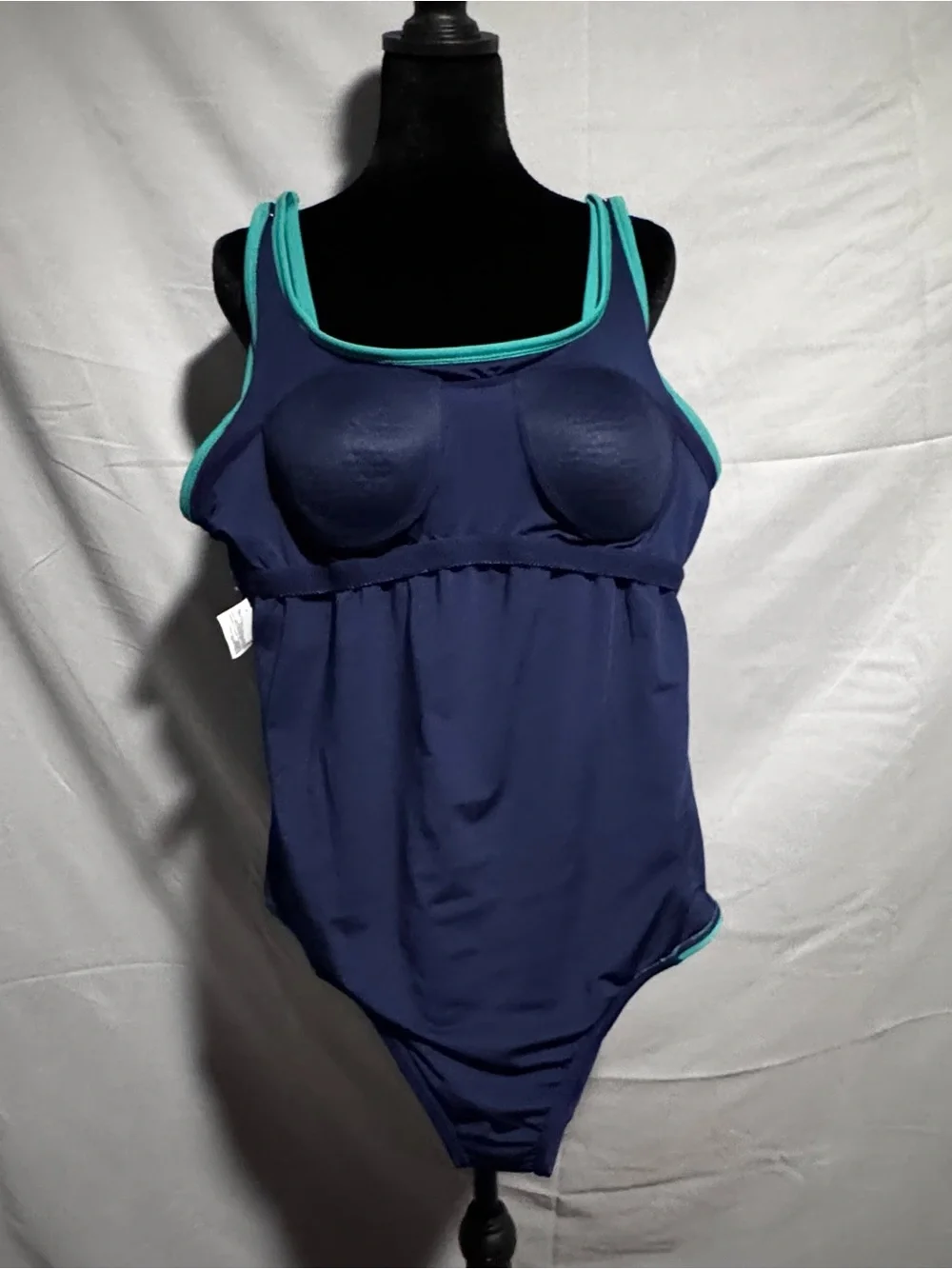 Lands' End Navy and Teal Scoop One-Piece Swimsuit